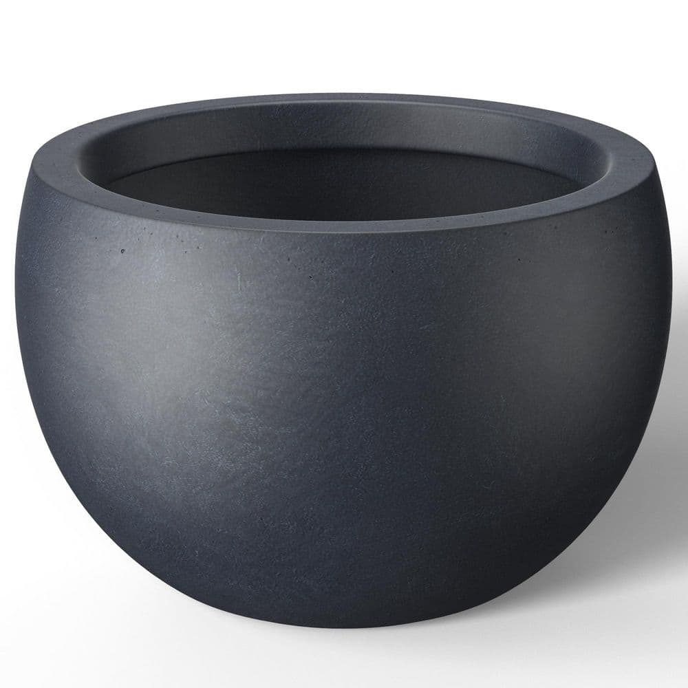 20.5 in. Large Granite Gray(Enhanced Interior) Concrete Round Planter / Pot with Drainage Holes - Hercitys