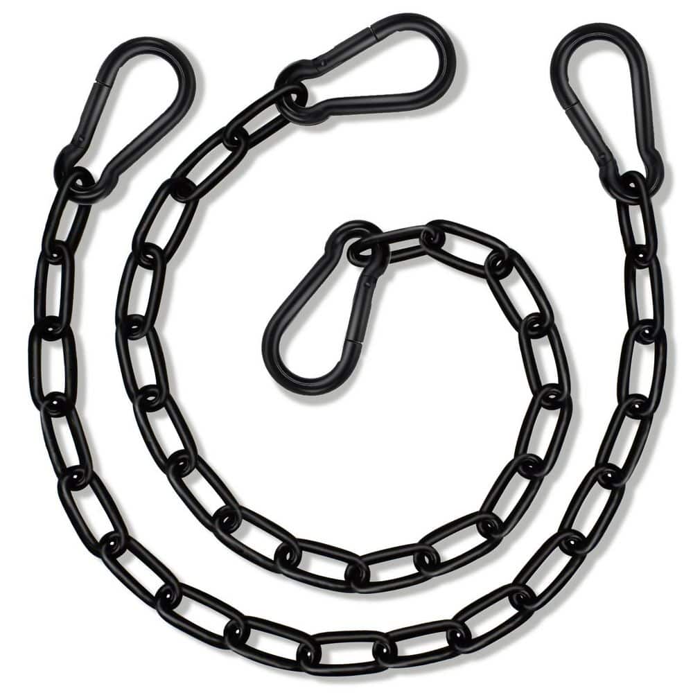 25.6 in. 660 lb. Capacity Hanging Swing Chain with 4 Carabiners for Punching Bags, Swing Chairs, Black (2-Pack) - Hercitys