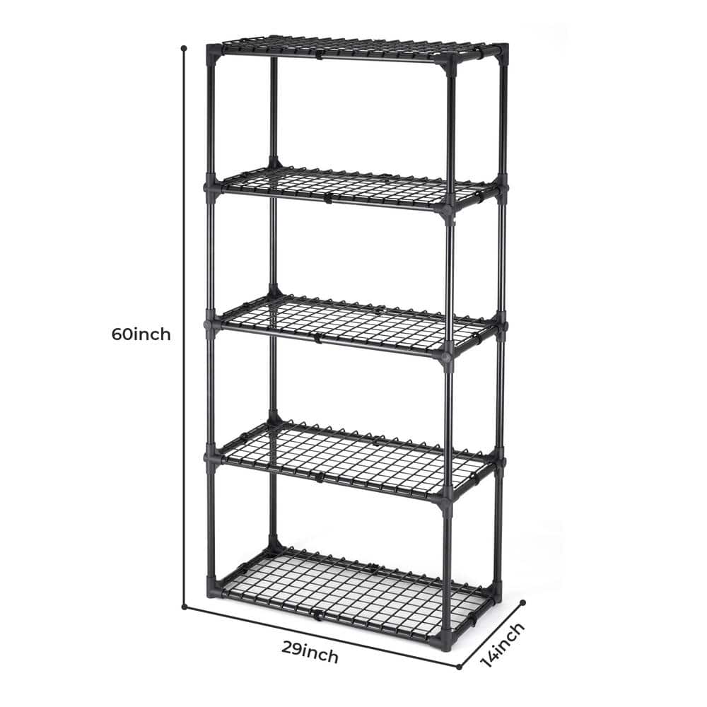 5-SHELF WIRE RACK WITH COVER IN BLACK (1PACK) - Hercitys