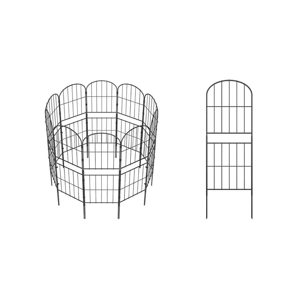 36 in. Metal Rustproof Decorative Garden Fence for Dog, Flower Edging and Landscape Decor – (10-Pack) - Hercitys