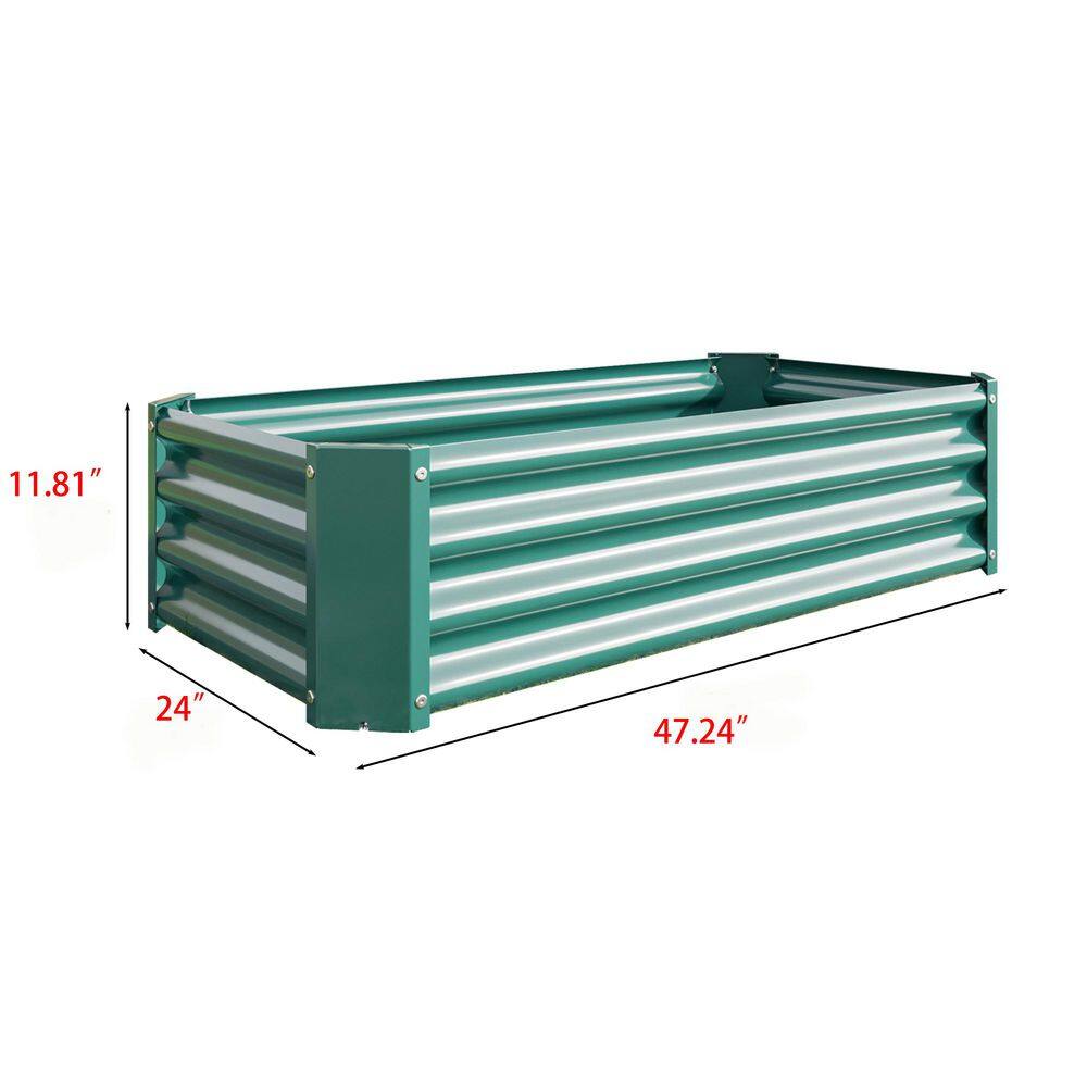 4 x 2 x 1 ft. Green Rectangular Metal Raised Garden Bed - Hercitys