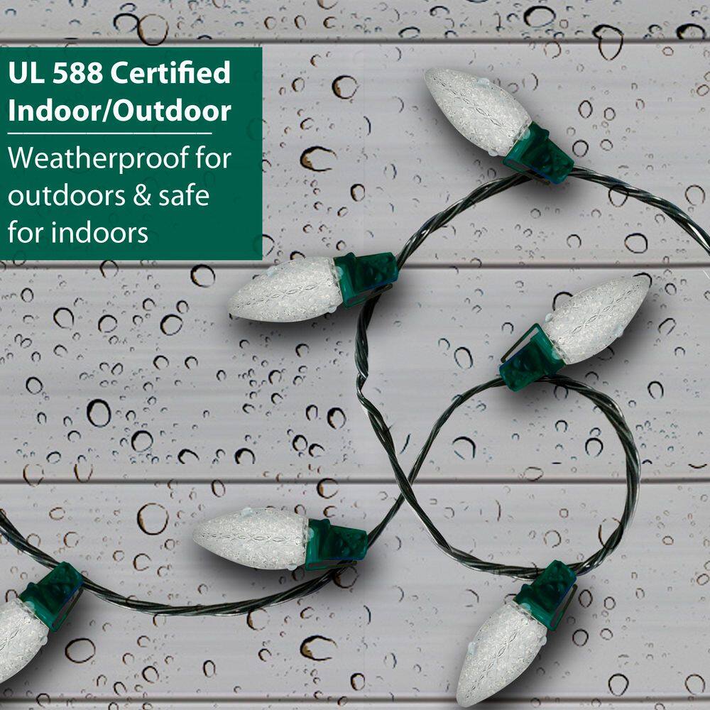 100-Light Pure White Faceted C7 LED Light Set - Hercitys