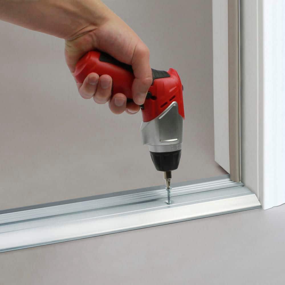 3-3/4 in. x 3/4 in. x 72 in. Silver Aluminum and Vinyl Heavy-Duty Low-Profile Threshold - Hercitys