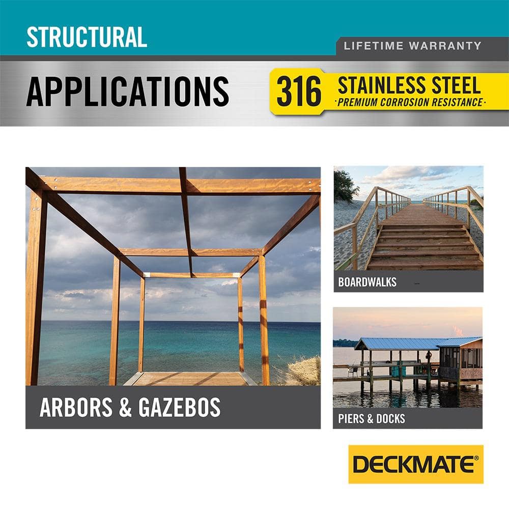 3/8 in. x 8 in. Star Drive Wafer Head Structural 316 Stainless Steel Screw (20-Piece) - Hercitys