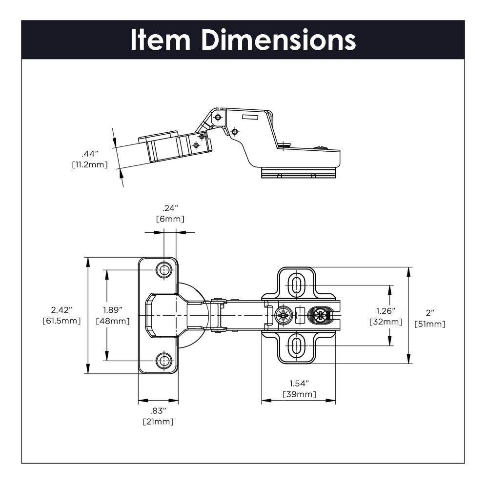 4-1/2 in. x 1-1/2 in. Bright Nickel 105 Degree Opening Euro Inset Hinge - Hercitys