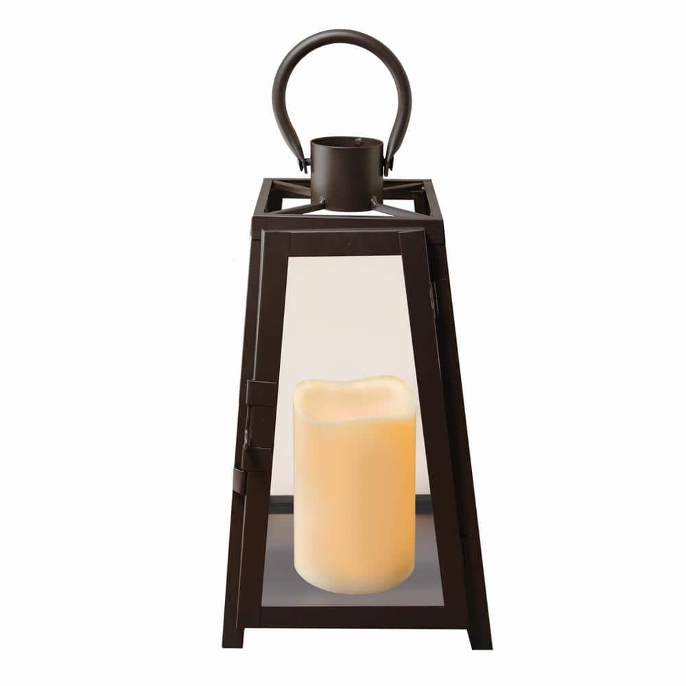 11 in. Tapered Metal Lantern with LED Candle - Hercitys