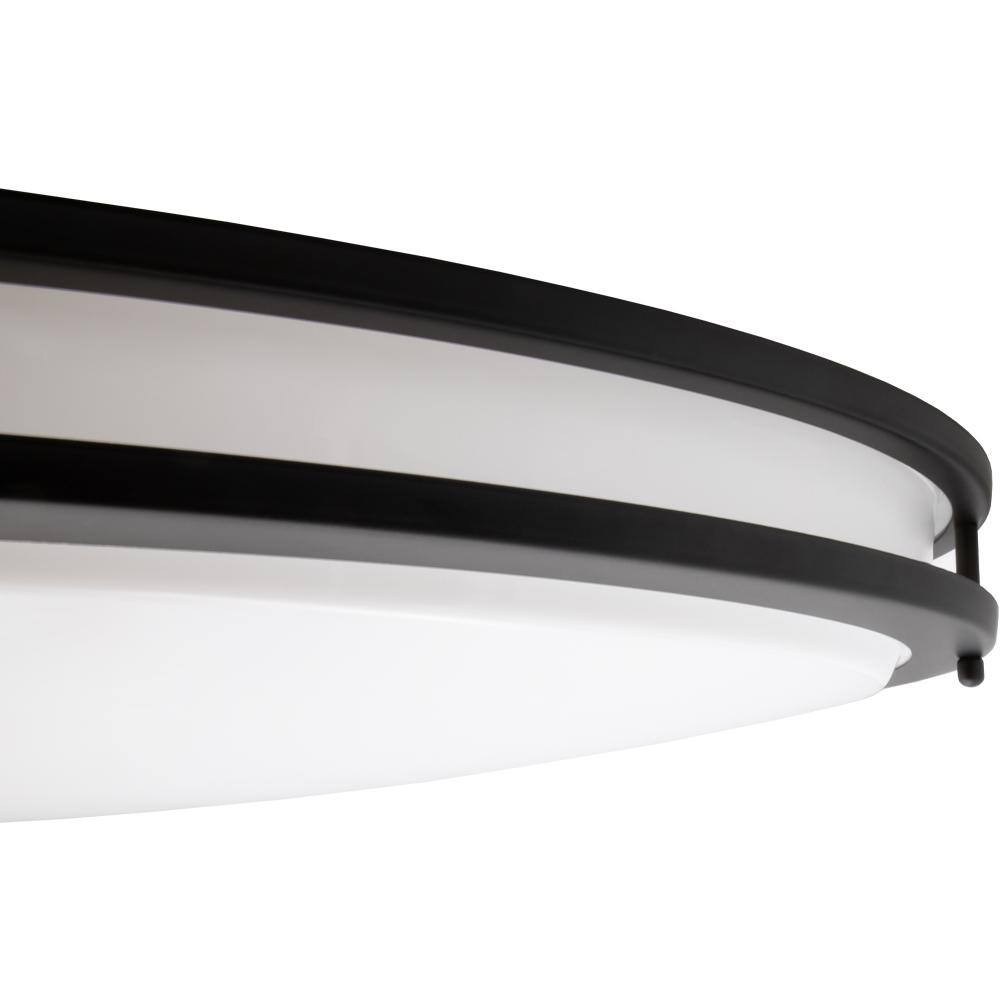 32 in. Black Oval LED Ceiling Mount Fixture, Dual Ring, Dimmable, 3 CCT Select 3000K to 5000K, 5500 Lumens - Hercitys