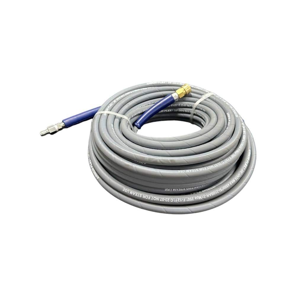 3/8 ft. x 100 ft. Gray Pressure Washer Replacement Hose, Non-Marking with Quick Disconnects - Hercitys