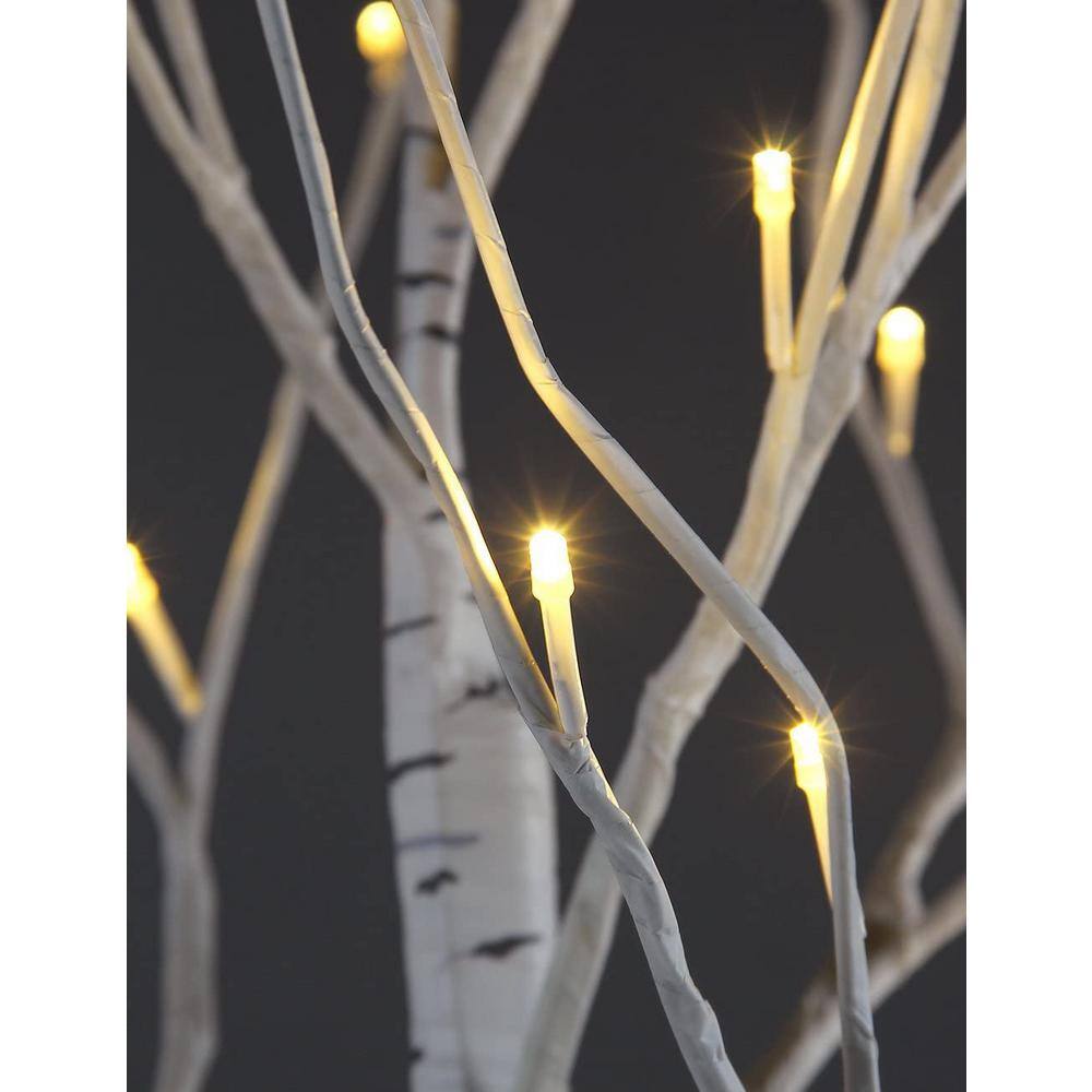 4 ft. Pre-Lit LED Birch Tree Artificial Christmas Tree with Flexible Branches and 48-Warm White LED Light (2-Pieces) - Hercitys