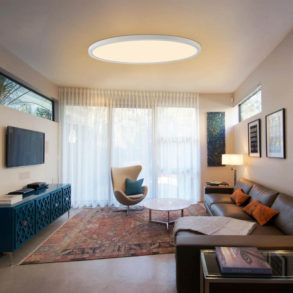 32 in. White Modern Dimmable LED Ceiling Light Flush Mount with Selectable 2700K/3000K/3500K/4000K/5000K(1-Pack) - Hercitys