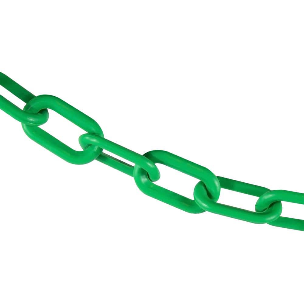2 in. (#8, 51 mm) x 10 ft. Plastic Safety Chain in Green - Hercitys
