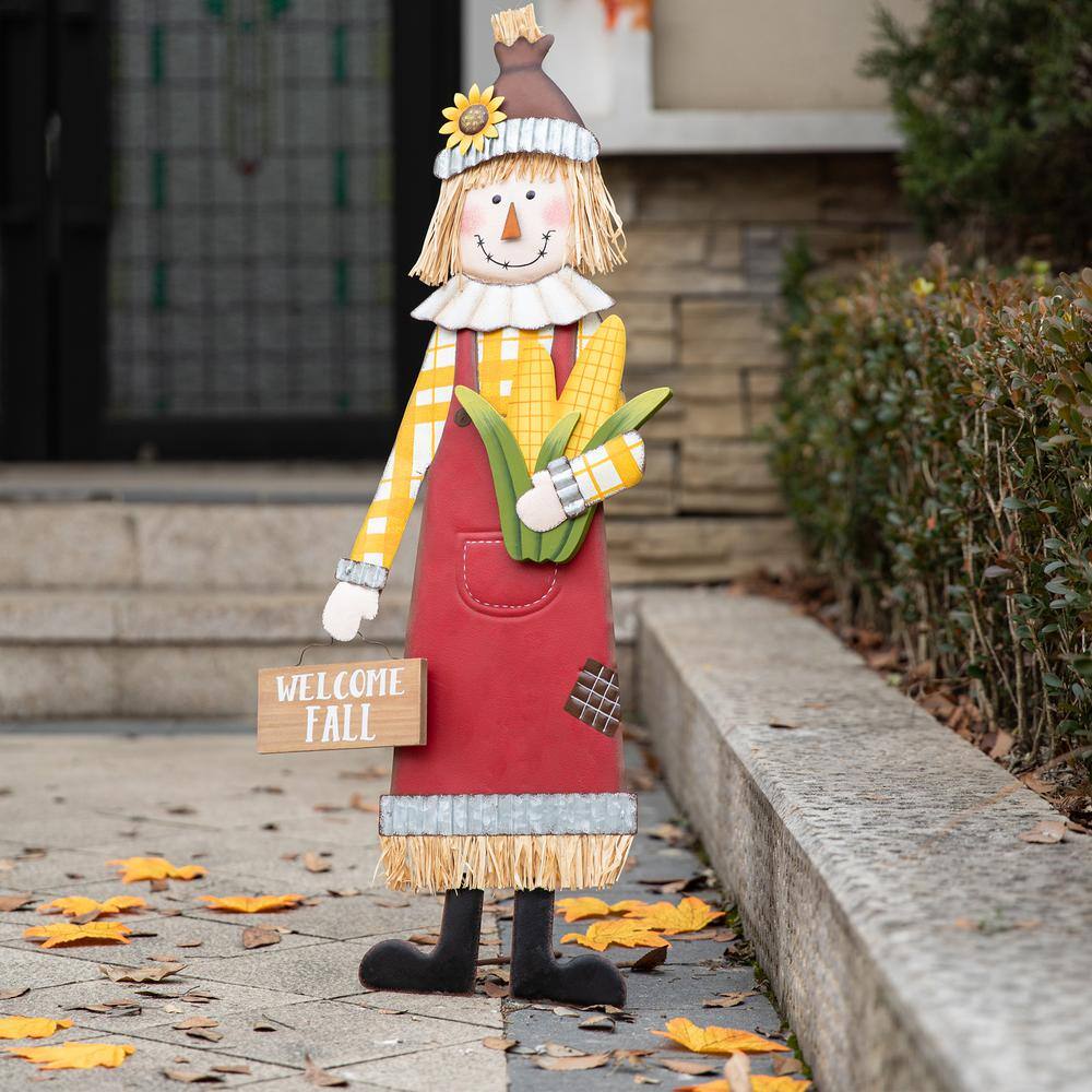 37.25 in. H Metal Scarecrow Yard Stake/Standing/Hanging Sign (Three Function) - Hercitys