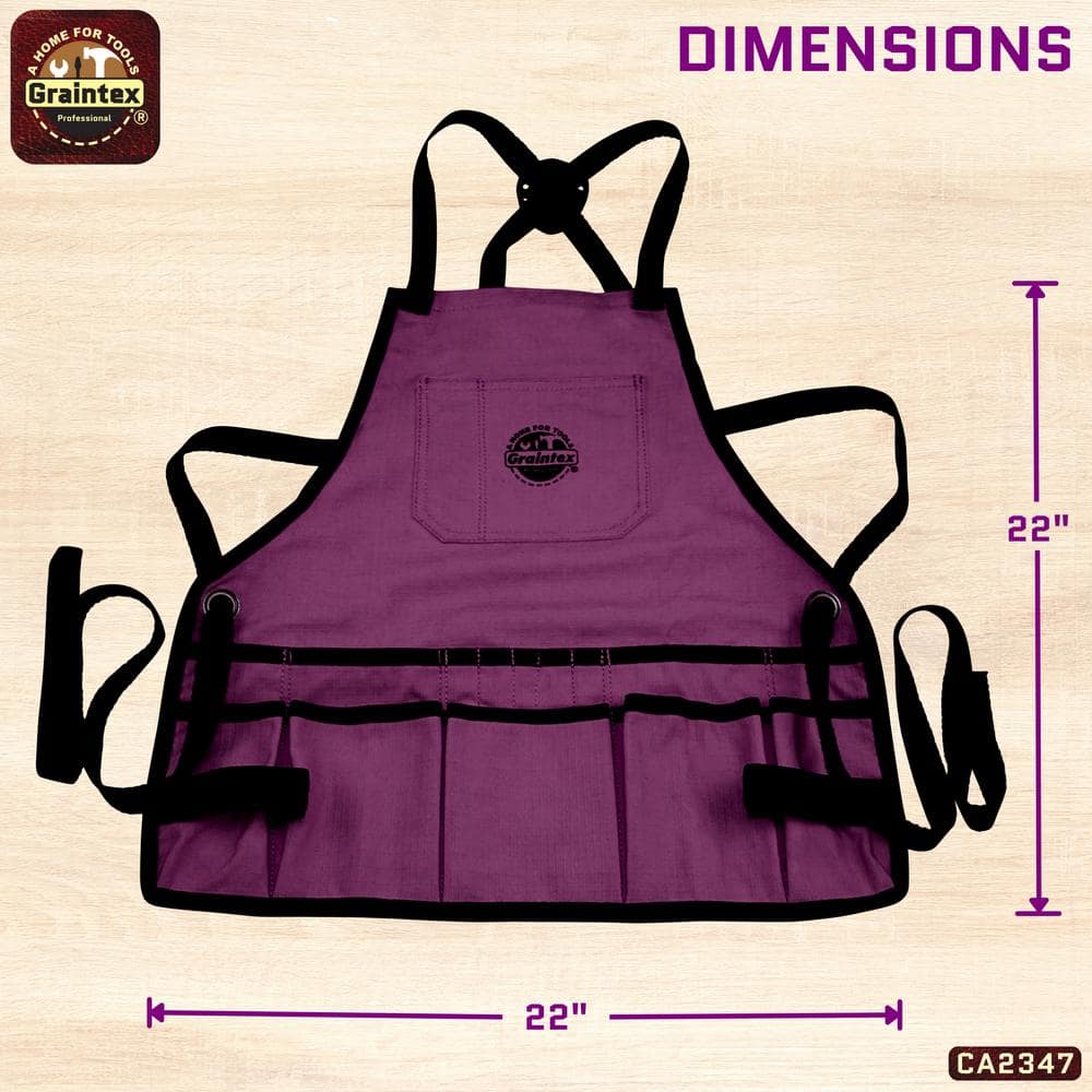 16-Pocket Rip-Stop Canvas Purple Bib Apron - Hercitys