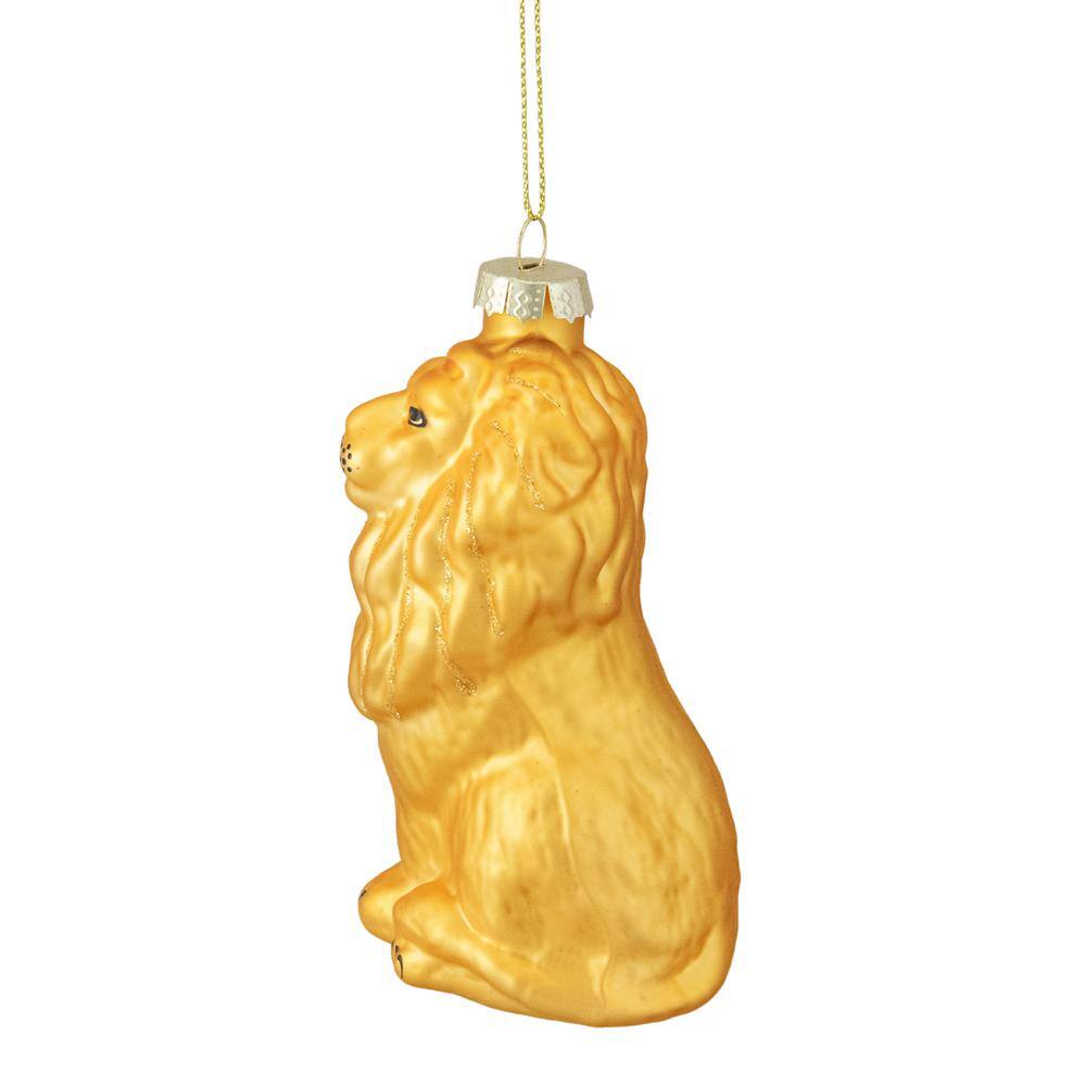 4.25 in. Yellow and Gold Glass Lion Christmas Ornament - Hercitys