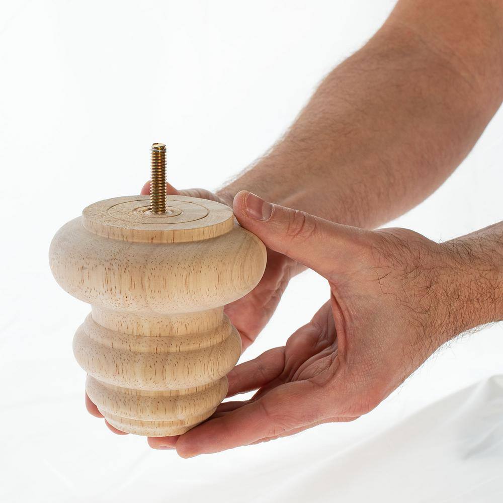 4 in. x 4 in. Unfinished Solid Hardwood Round Bun Foot (4-Pack) - Hercitys