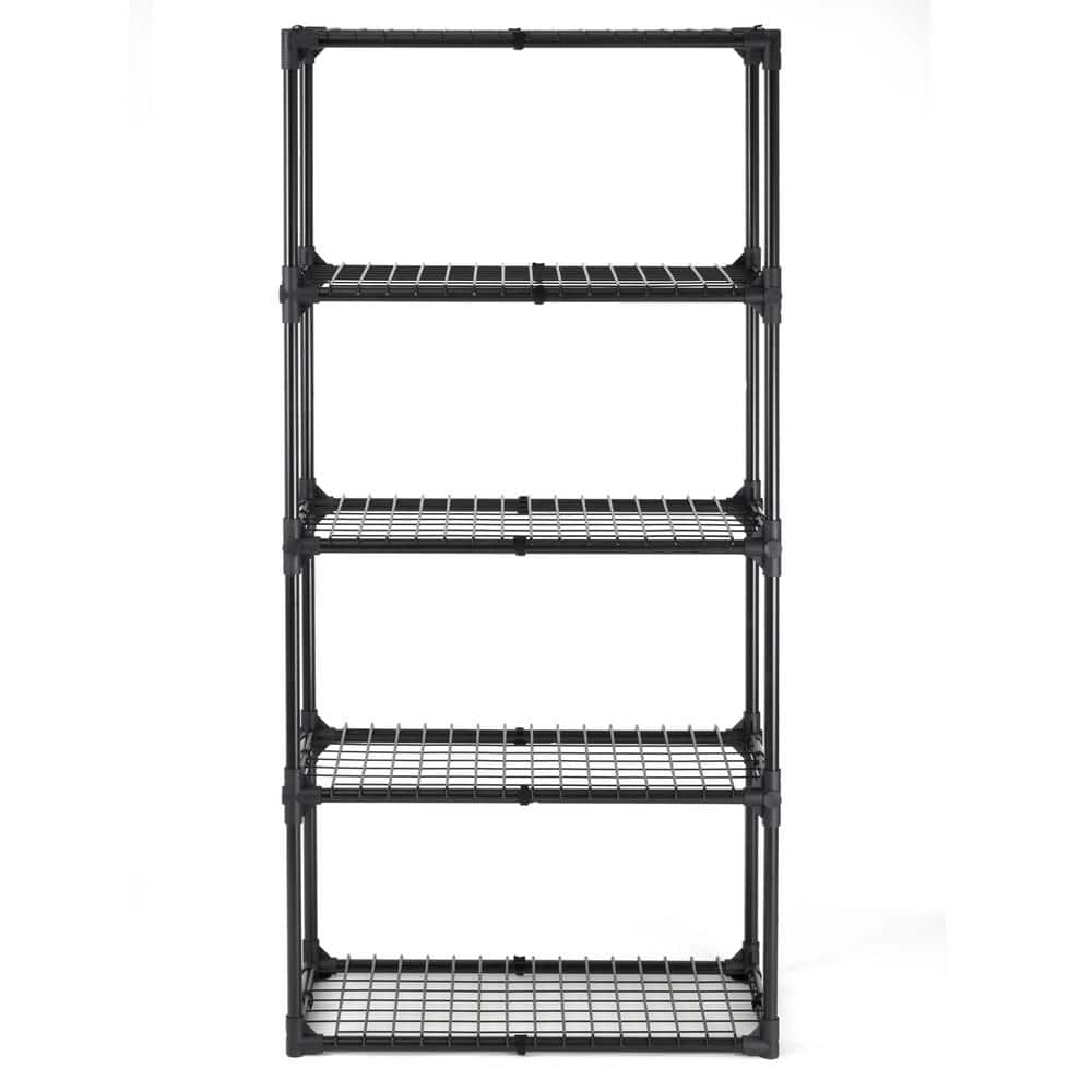 5-SHELF WIRE RACK WITH COVER IN BLACK (1PACK) - Hercitys