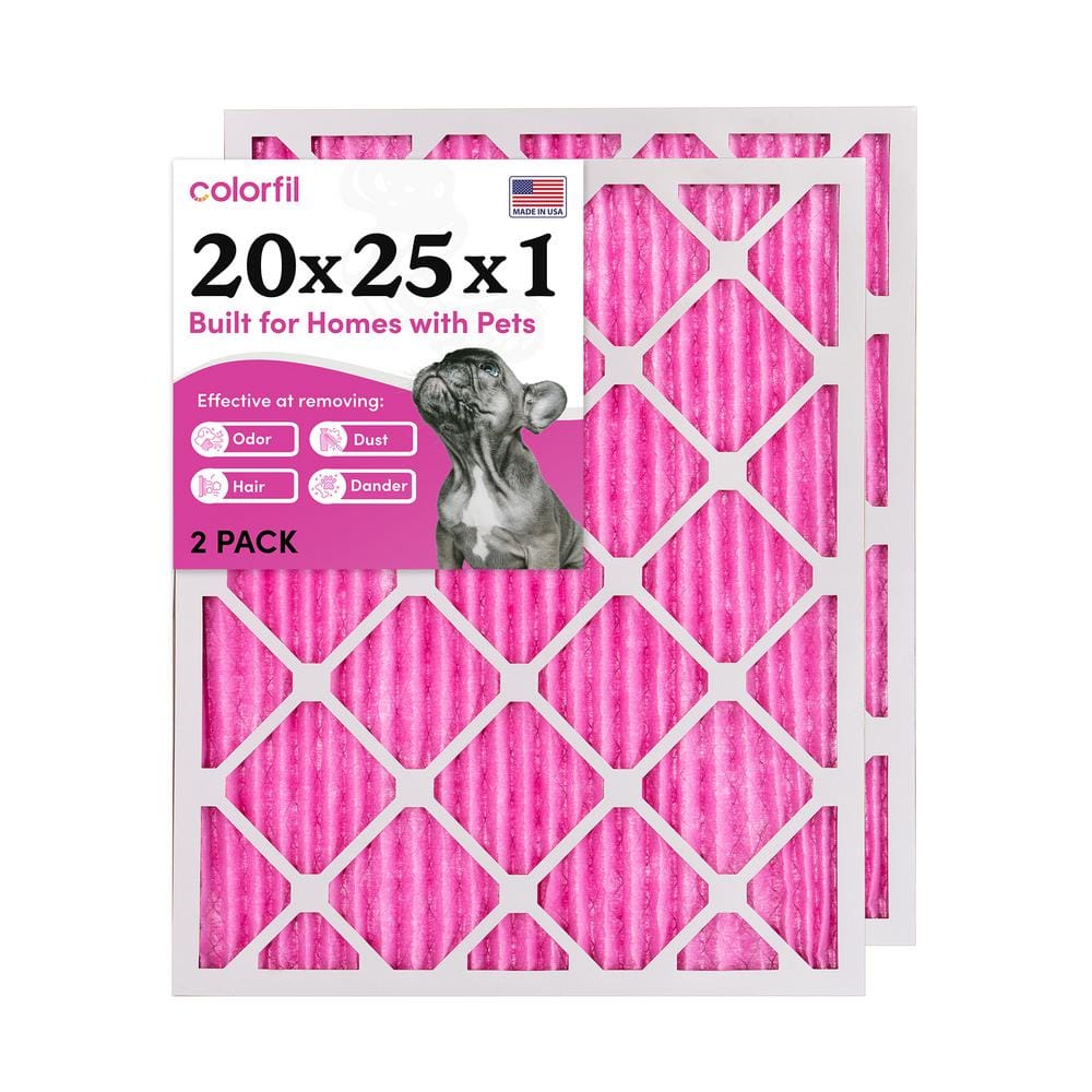 20 in. x 25 in. x 1 in. Odor Removal and Color Changing Pleated Furnace Air Filter, MERV 8 (2-Pack) - Hercitys