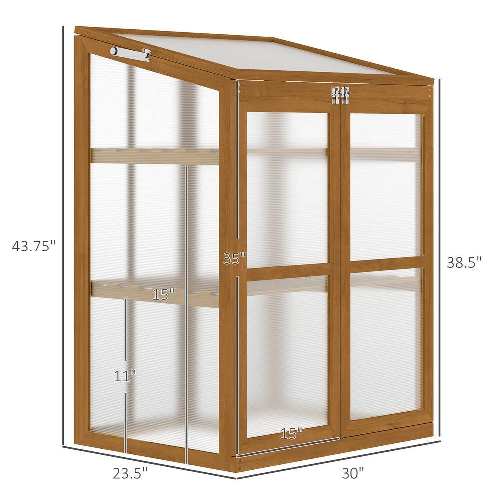 30 in. W x 24 in. D x 44 in. H Wooden Cold Brown Greenhouse - Hercitys