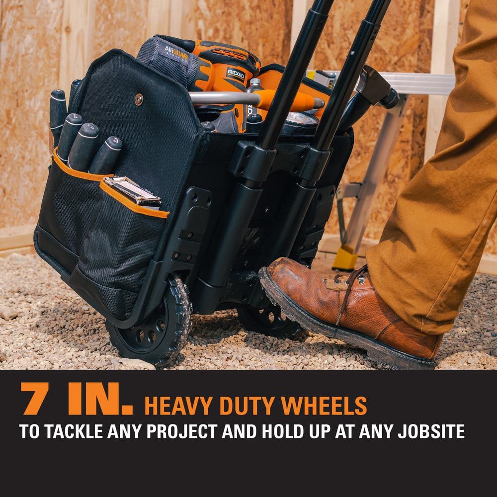 17 in. 62 Pocket Professional Grade Open Top Rolling Tool Bag - Hercitys