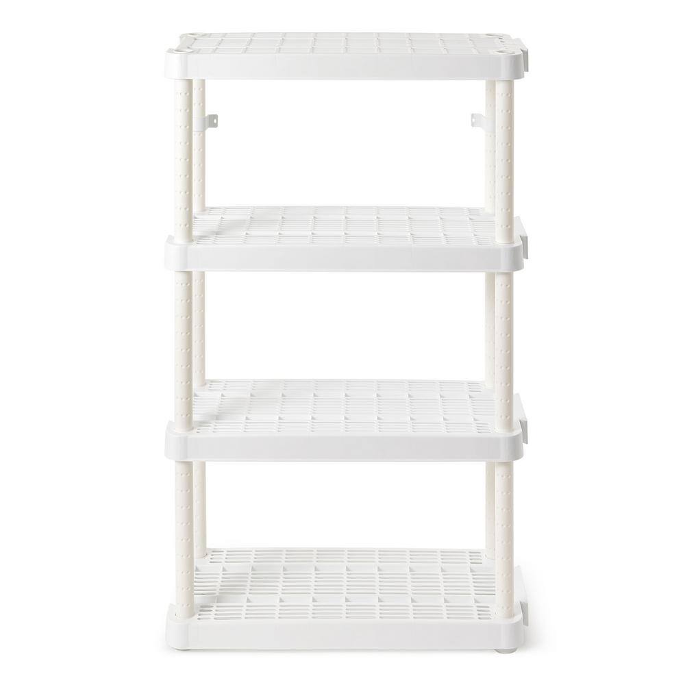 4 Shelf Adjustable Ventilated Medium Duty Shelving Unit, White, 14 x 32 x 54.5 inches - Hercitys