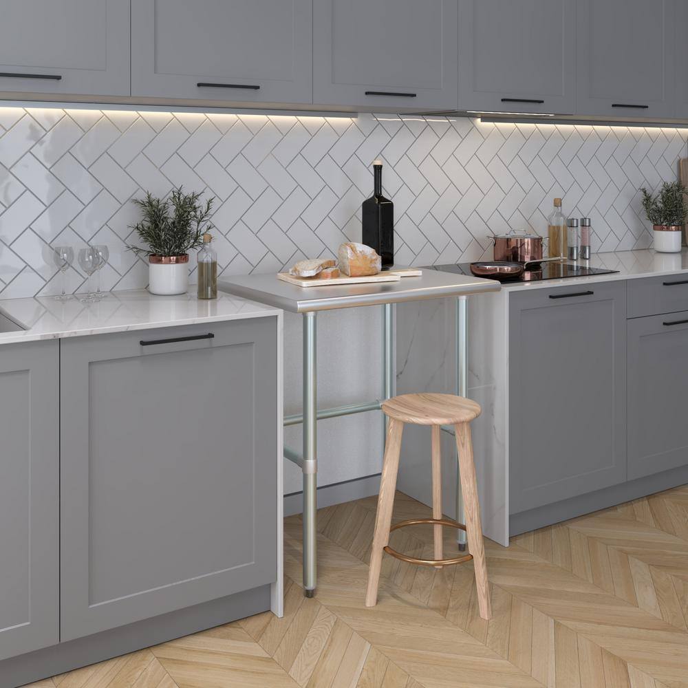 24 in. x 30 in. Stainless Steel Open Base Kitchen Utility Table Metal Prep Table - Hercitys