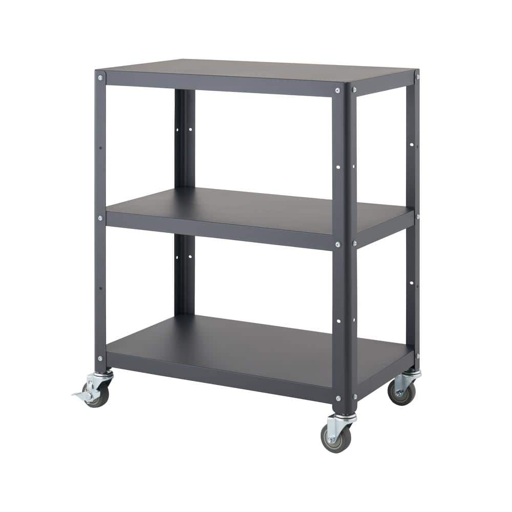 3-Tier Metal Utility Cart with Wheels in Dark Gray - Hercitys