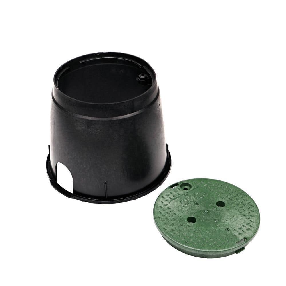 10 in. Round Valve Box and Cover, Black Box, Green ICV Cover - Hercitys