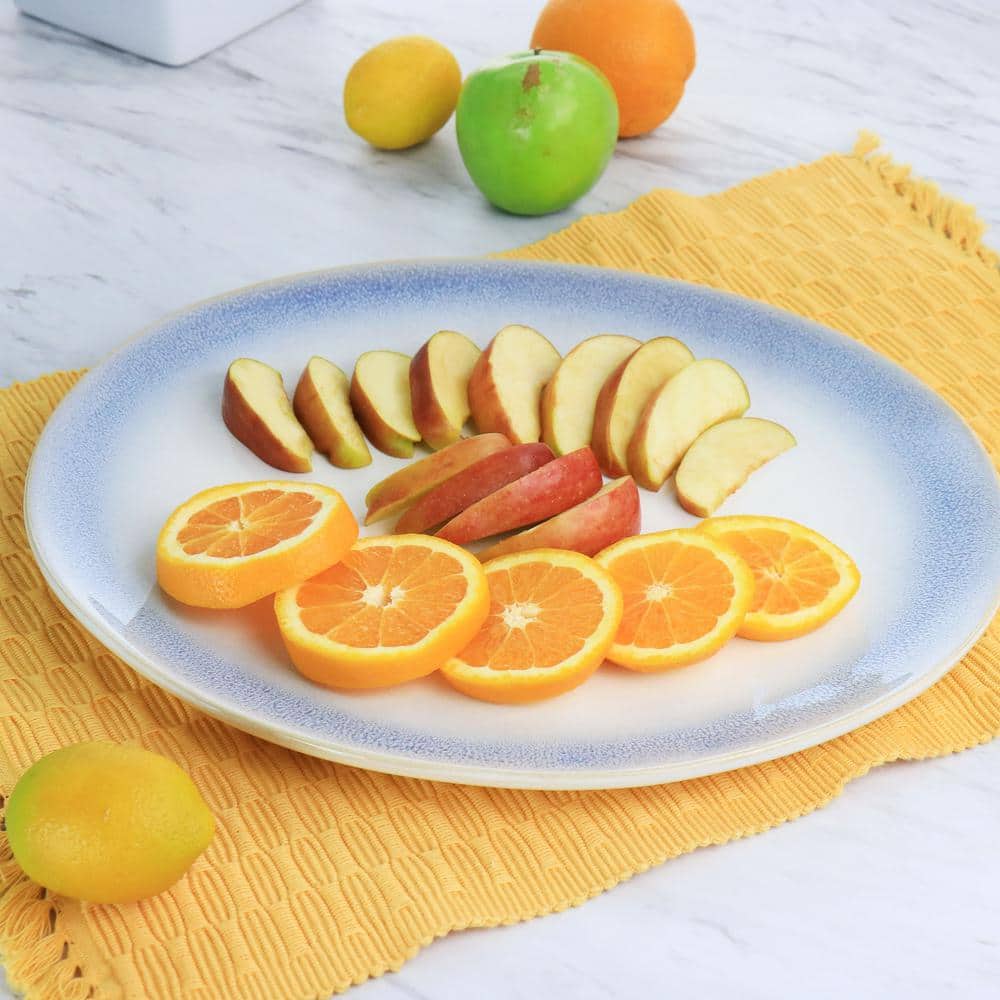 11.5in. Blue Reactive Glaze Stoneware Oval Serving Platter - Hercitys