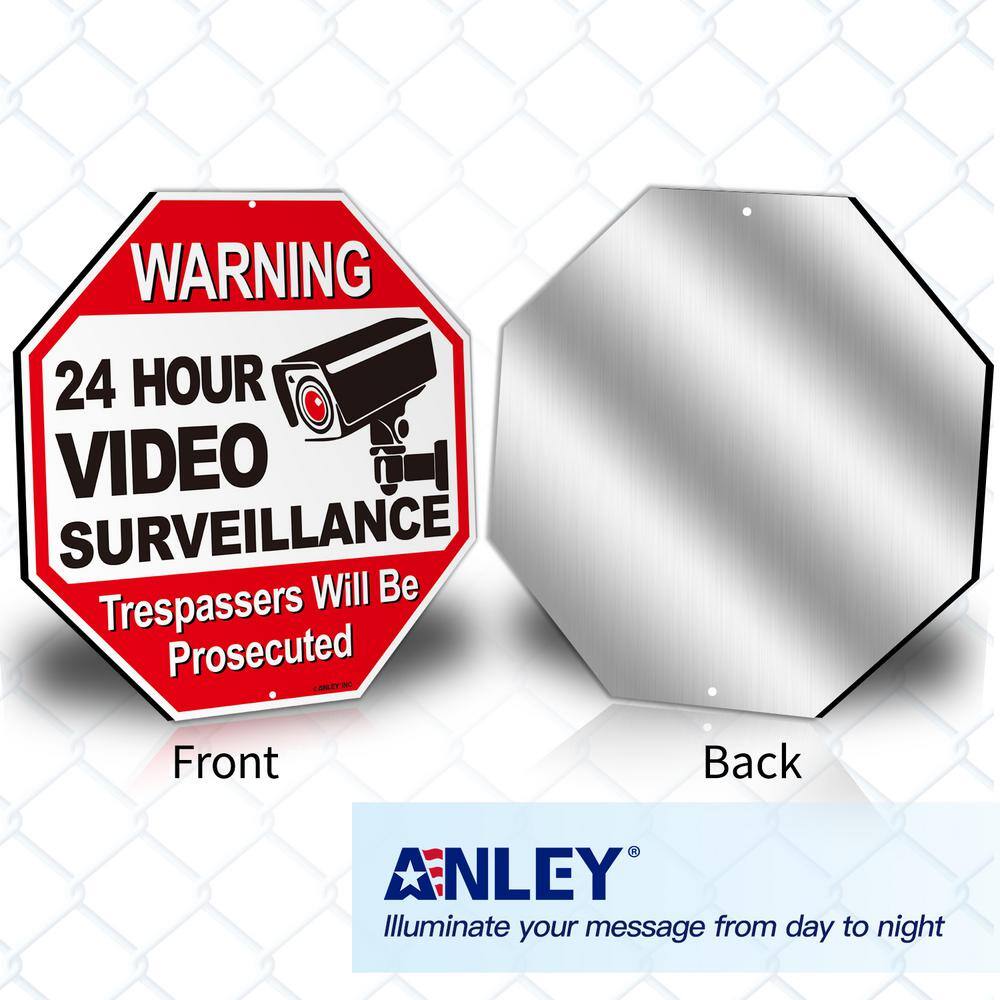12 in. x 12 in. 24-Hour Video Surveillance Aluminum Warning Sign – Trespassers Will Be Prosecuted ( Pack of 2) - Hercitys