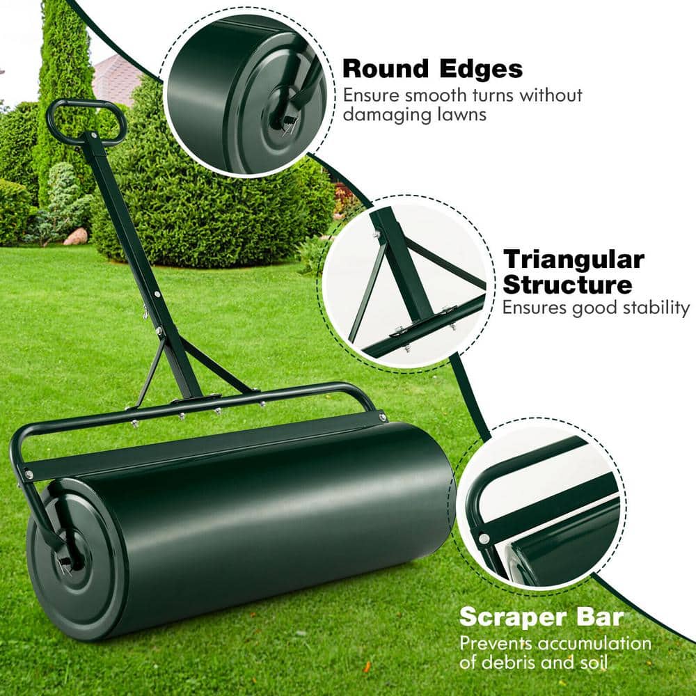 39 in. W Push/Tow Lawn Roller, Green - Hercitys