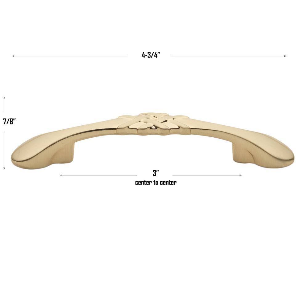 3 in. (76.2 mm) Center-to-Center Champagne Gold Braided Bar Pulls (10-Pack ) - Hercitys