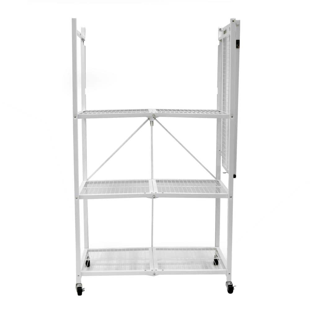 21 in. x 36 in. 60 in. Wheeled 4-Shelf Folding Steel Wire Shelving White - Hercitys