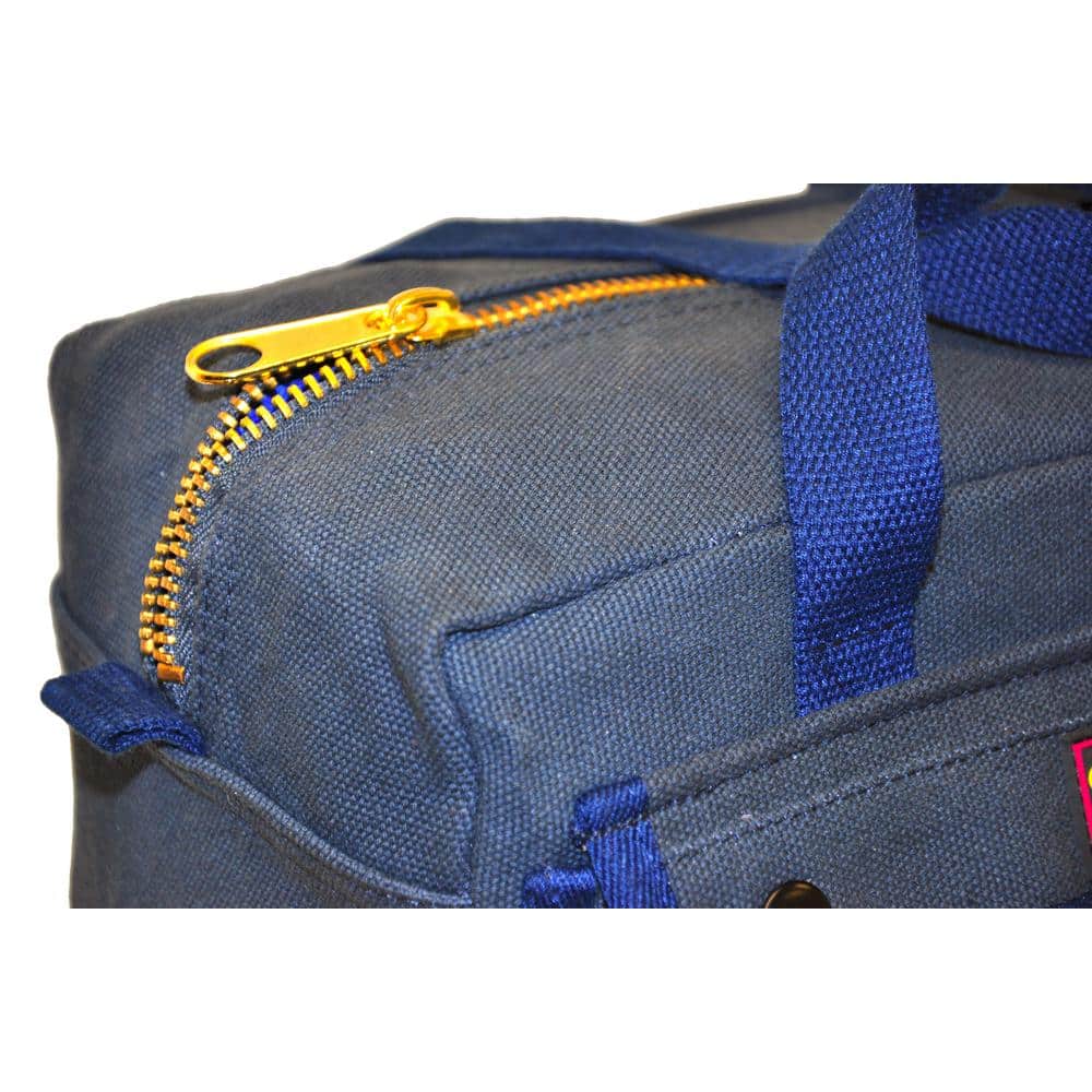 11 in. W Mechanics Tool Bag with Brass Zipper, Dark Blue, Government Issued Style - Hercitys