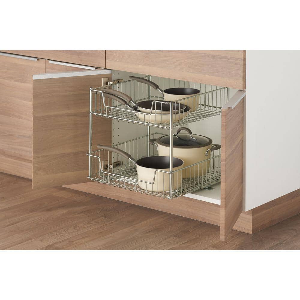 2-Tier Large Sliding Drawer in Chrome - Hercitys