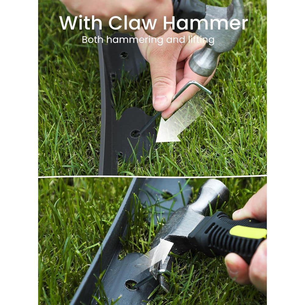 4 in Tall, 33 ft. Landscape Edging with Hammer and Staples, Black - Hercitys