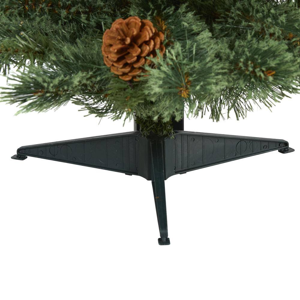 3 ft. White Pre-lit Mountain Pine Artificial Christmas Tree with 50 Battery Operated Clear LED Lights and Pine Cones - Hercitys