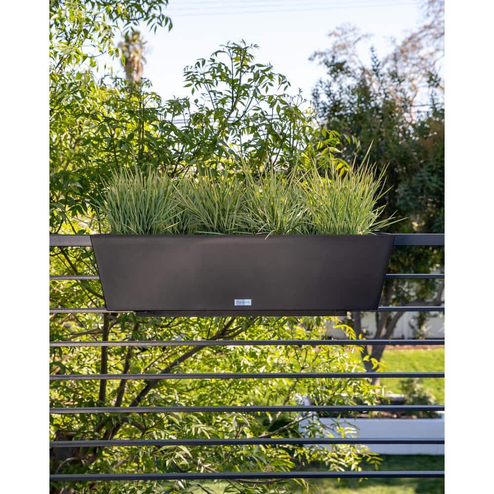 36 in. x 10 in. Black Plastic Railing Window Box - Hercitys