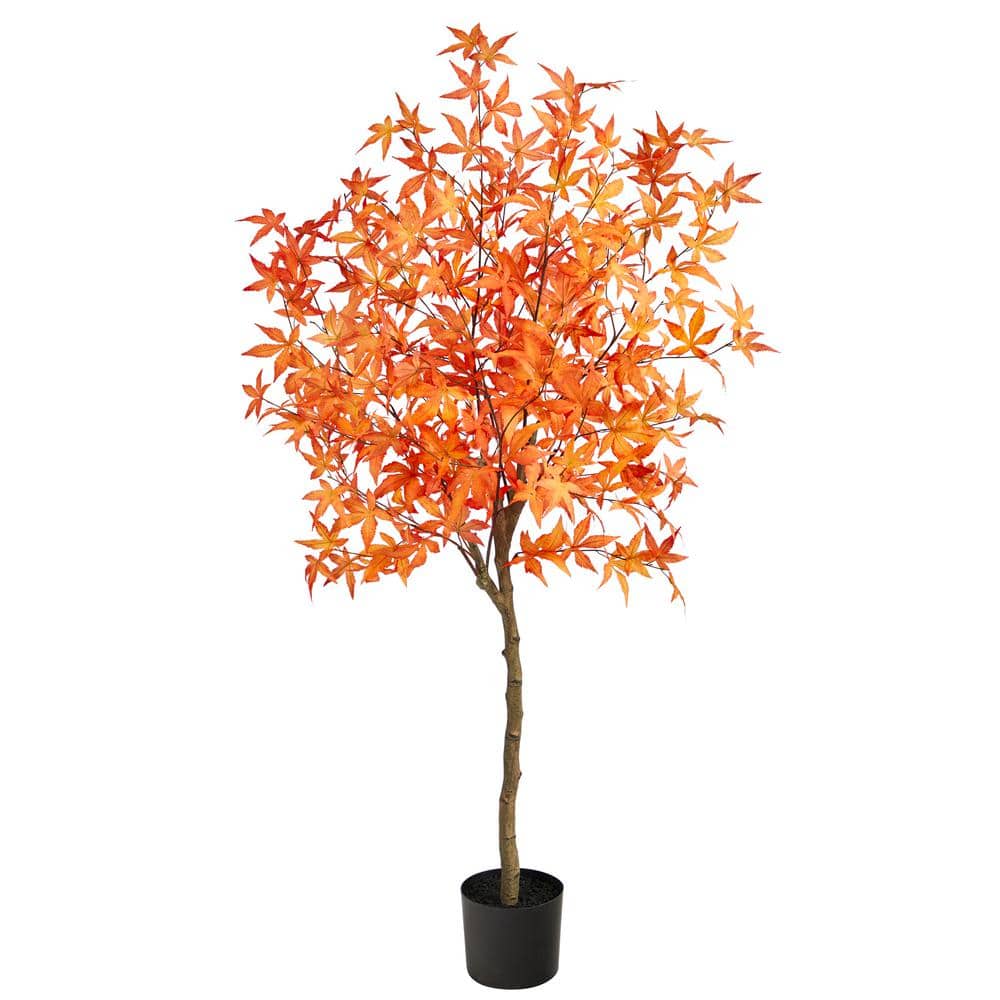 5 ft. Orange Autumn Maple Artificial Tree - Hercitys