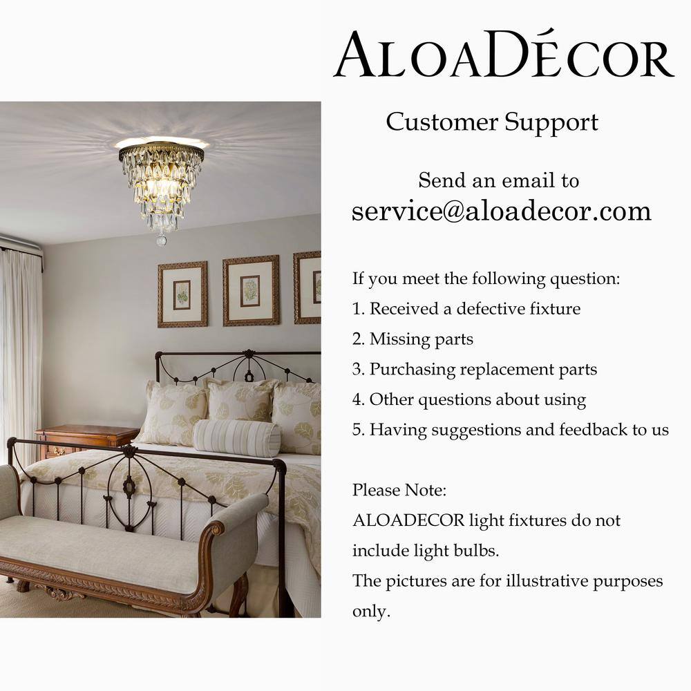 12 in. 3-Lights Antique Gold Glam Flush Mount Ceiling Light with Teardrop Glass - Hercitys