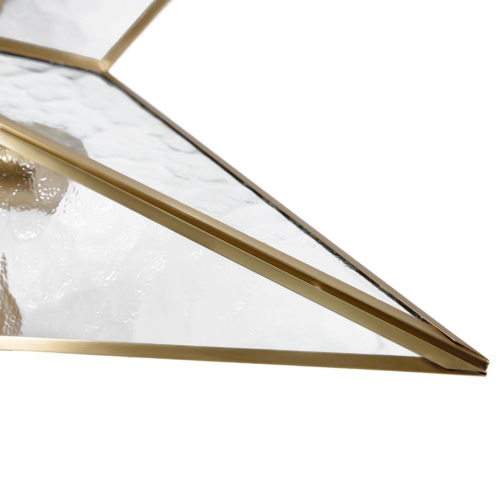 19.68 in. 5-Light Gold Semi-Flush Mount Ceiling Light Modern Star Shape with Glass Shade - Hercitys