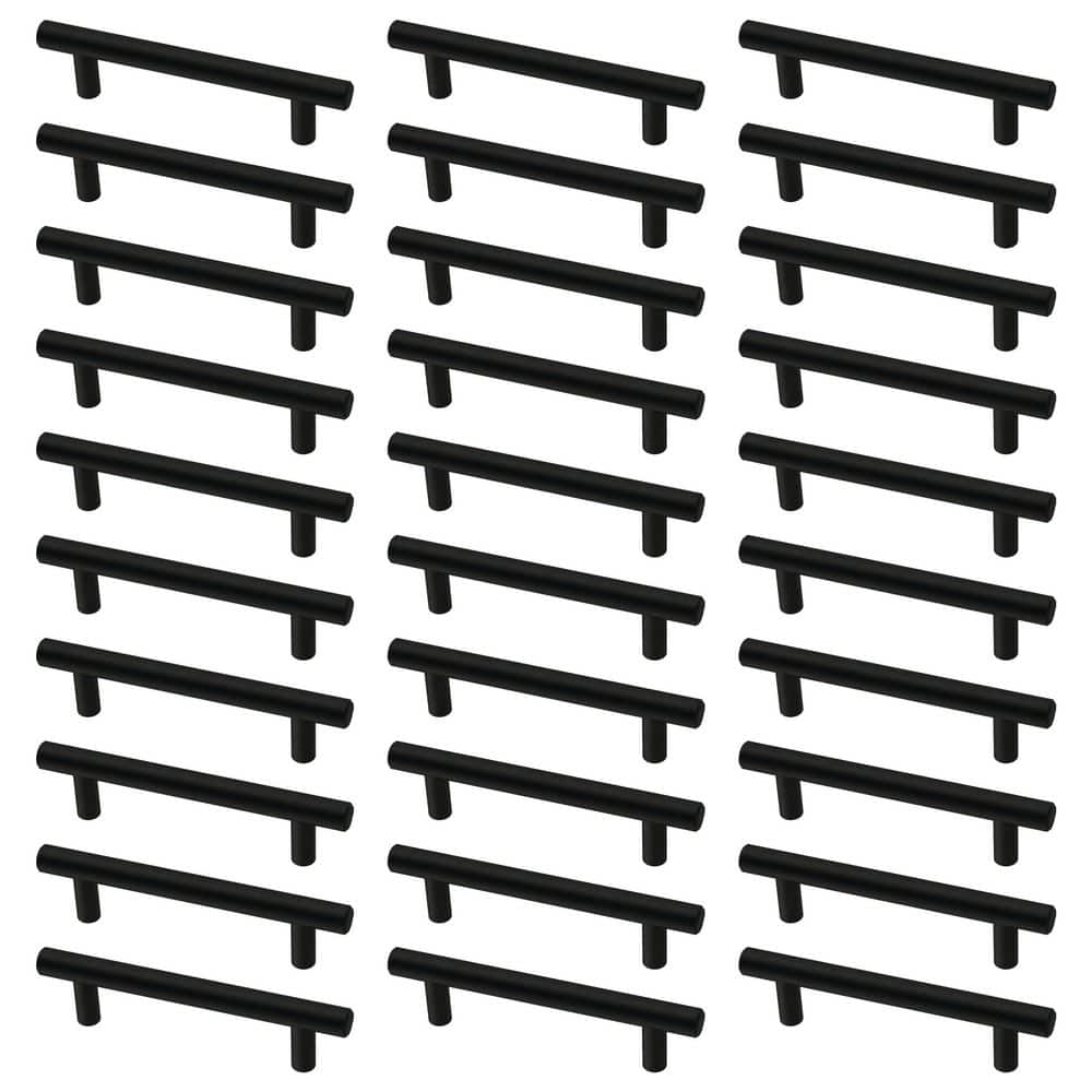 30-Pack Simple Bar 3-3/4 in. (96 mm) Modern Matte Black Cabinet Drawer Pulls - Hercitys