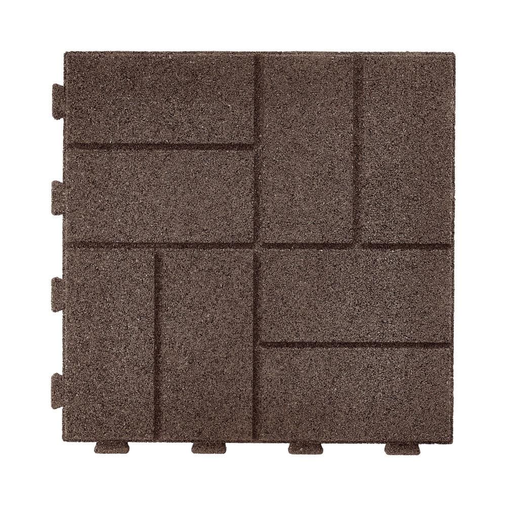 16 in. x 16 in. x 5/8 in. Brown SmartLoc Rubber Paver (9-Pack) - Hercitys