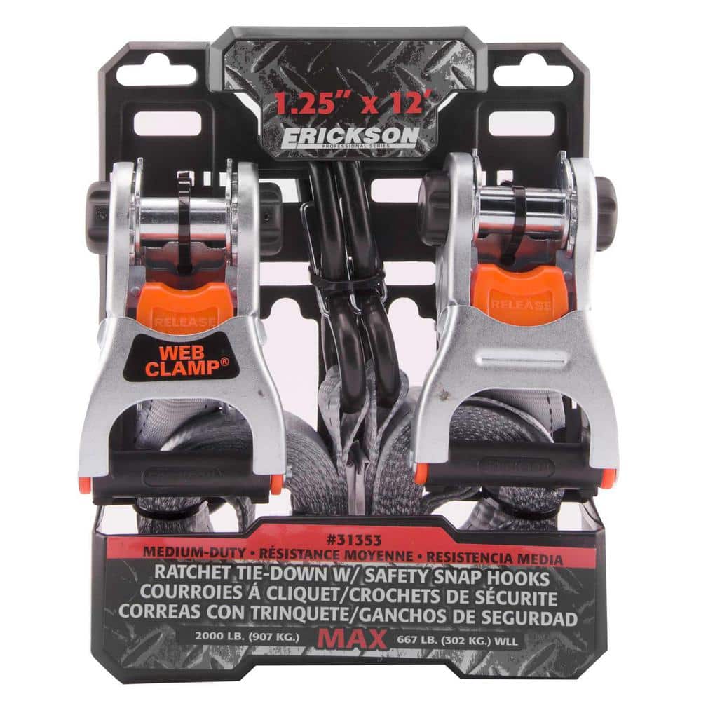 12 ft. x 1-1/4 in. Deluxe Ratcheting Tie Downs - Hercitys