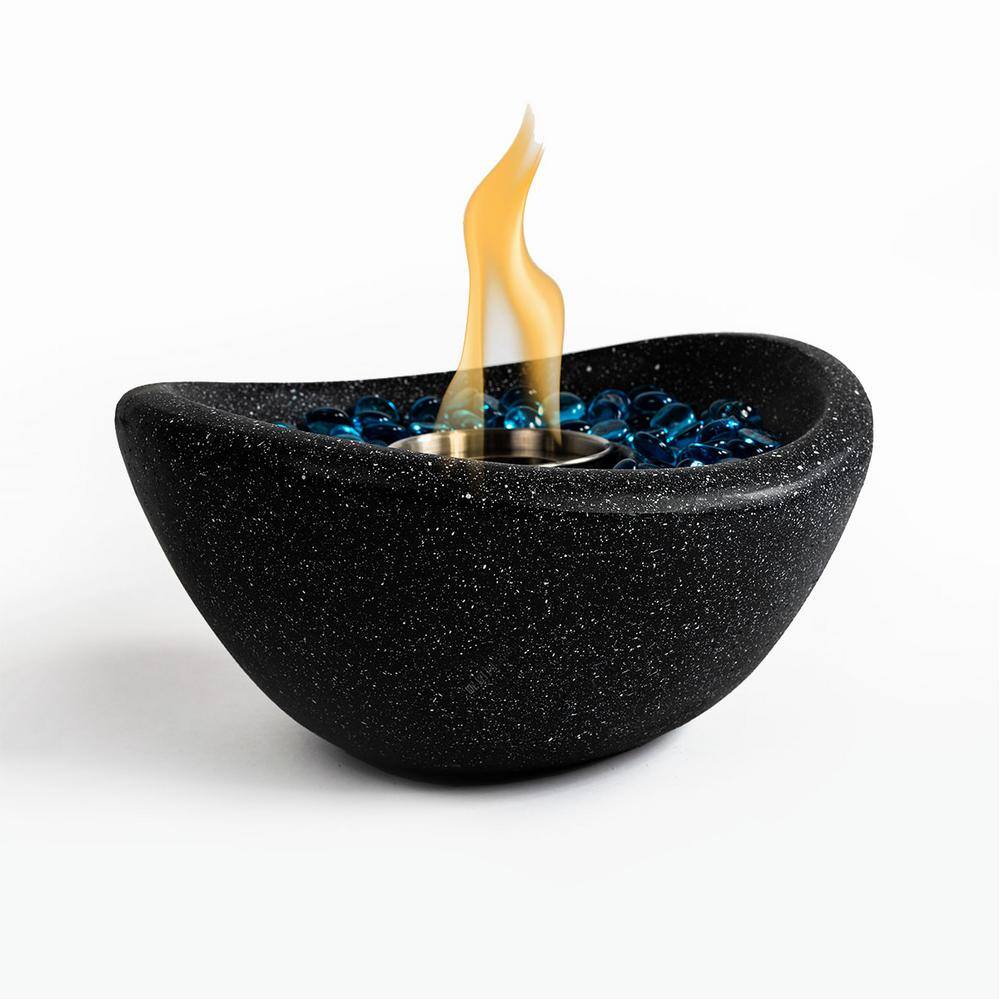 11.42 in. x 10.83 in. x 5.91 in. Black Ethanol Fuel Concrete Tabletop Fire Pit Personal Ethanol Fireplace Mini Fire Pit - Hercitys