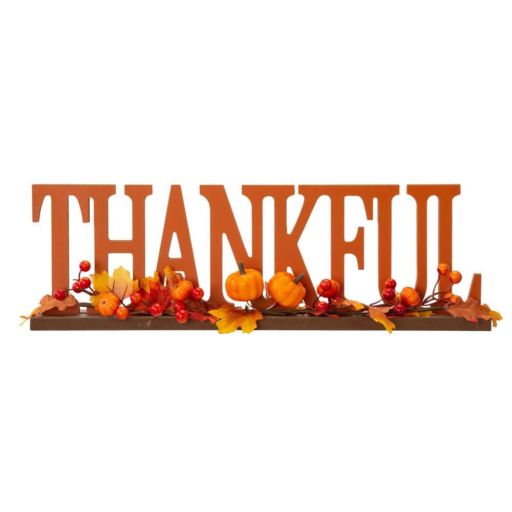 20 in. L Thankful Wooden Table Decor - Hercitys