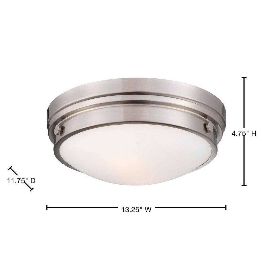 2-Light Brushed Nickel Flush Mount - Hercitys