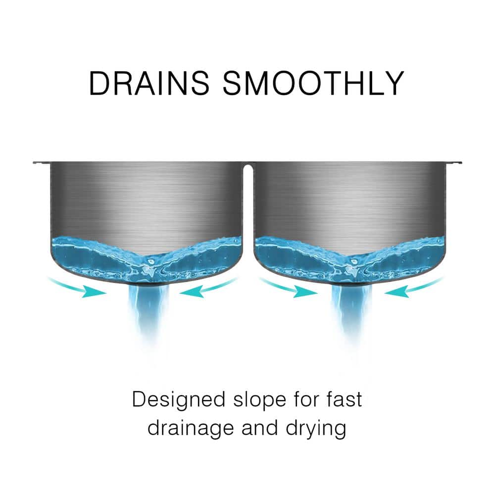 18 Gauge Stainless Steel 33 in. Double Bowl Drop-In Kitchen Sink with Bottom Grid - Hercitys