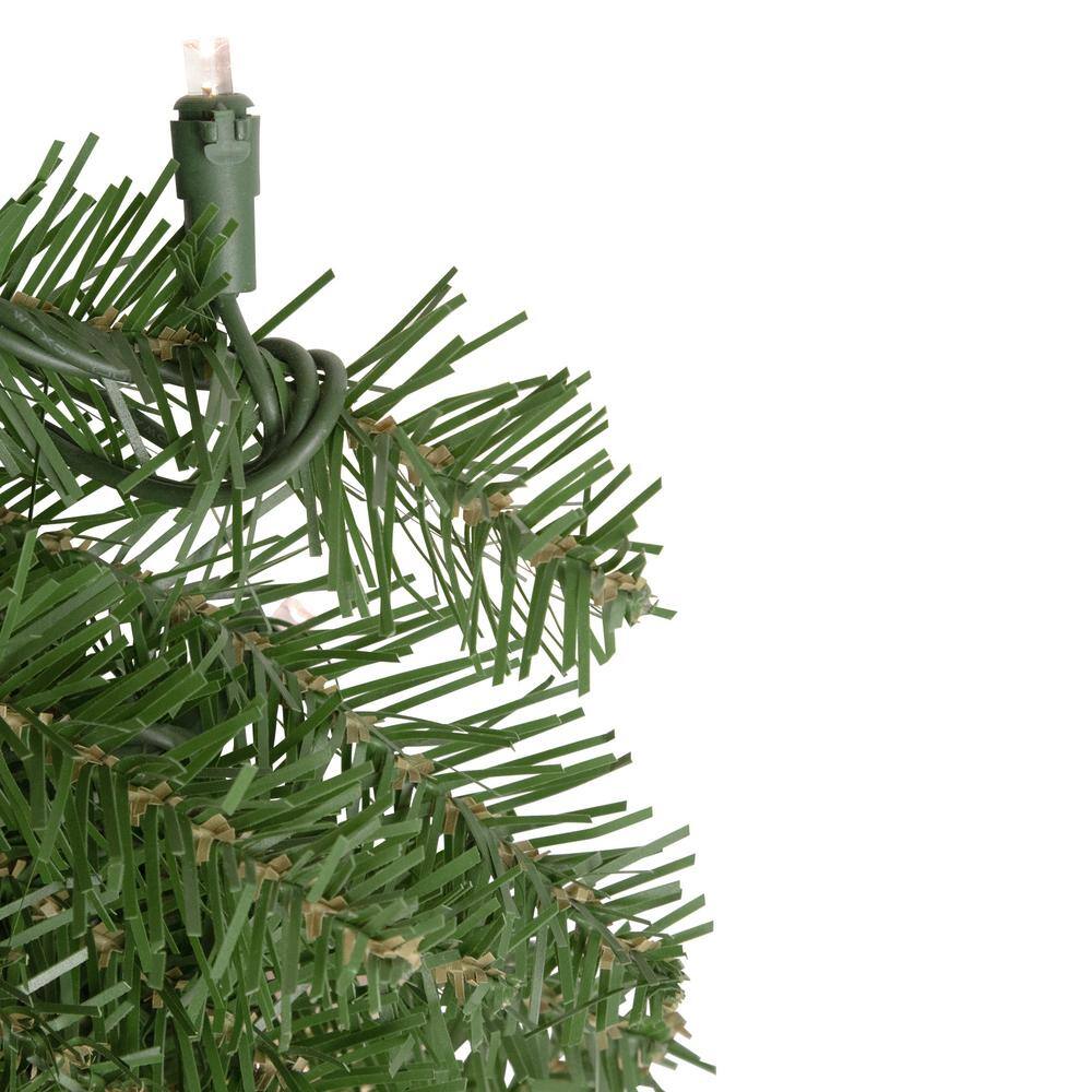 36 in. Green Pre-Lit Rockwood Pine Artificial Christmas Wreath with 150 Warm White LED Lights - Hercitys