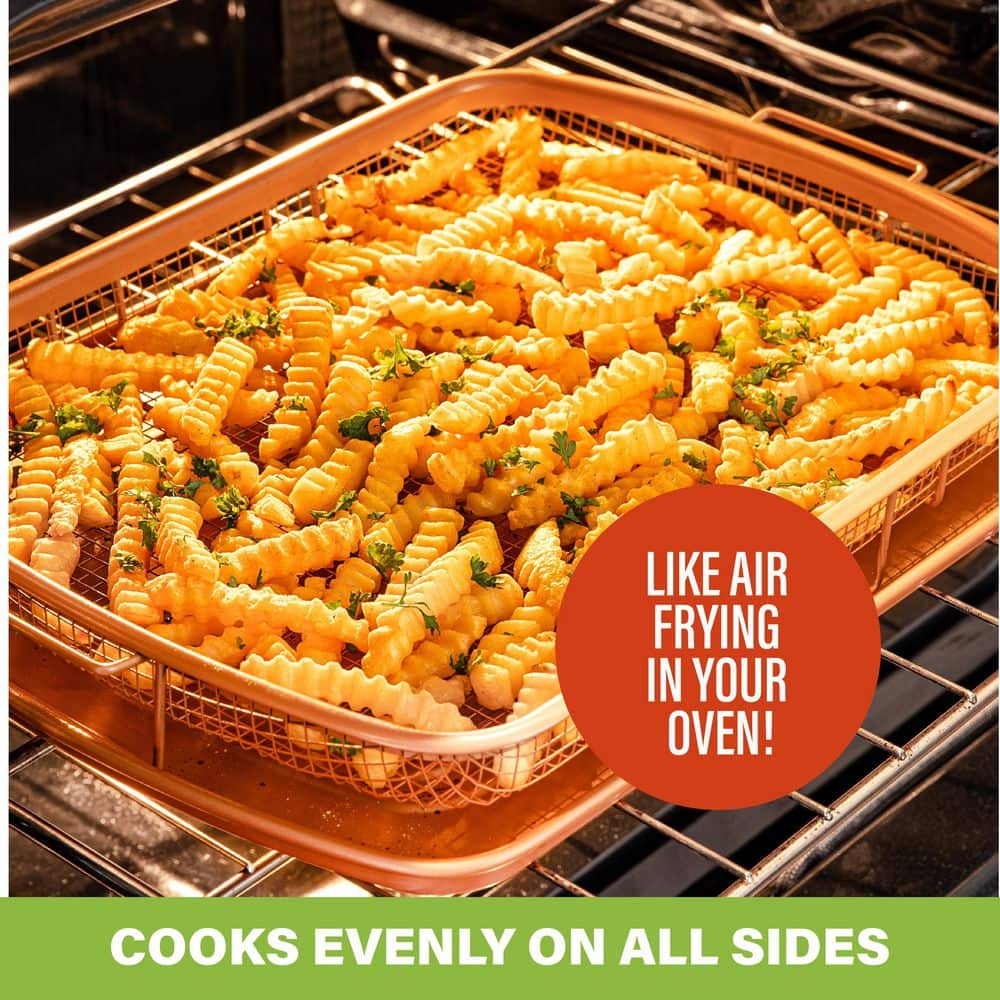 16 in. x 12 in. Aluminum Ti-Ceramic Nonstick Heat Circulating Crisper Tray - Hercitys