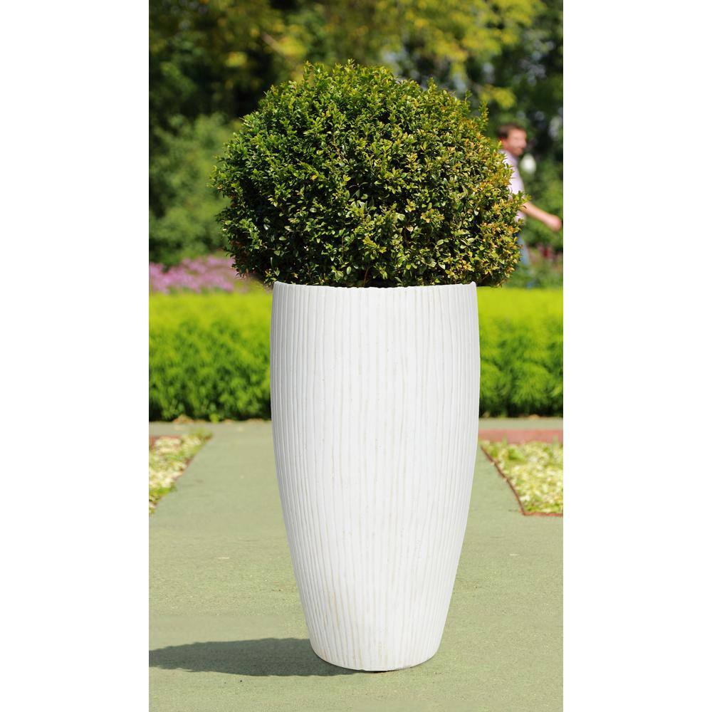 27 in. H City White Compsoite Ribbed Planter - Hercitys